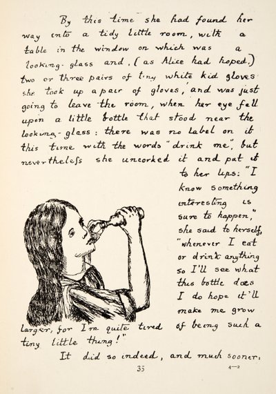 Alice Uncorks the Little Bottle, Illustration from Alice